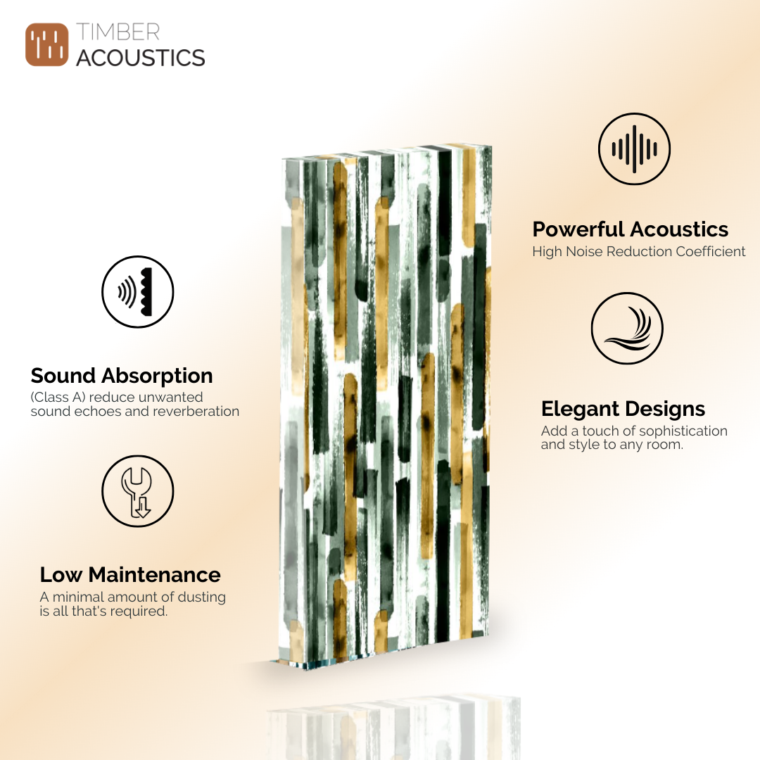 Timber Acoustics Soundproofing Abstract Printed Art Panels For Wall, Room Acoustics & Soundproofing for Music Studios, Residential Places, Home Theatres (2' x 4')