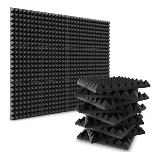 Timber Acoustics Pyramid Foam Panels, Room Acoustics & Soundproofing (12" x 12" x 2")