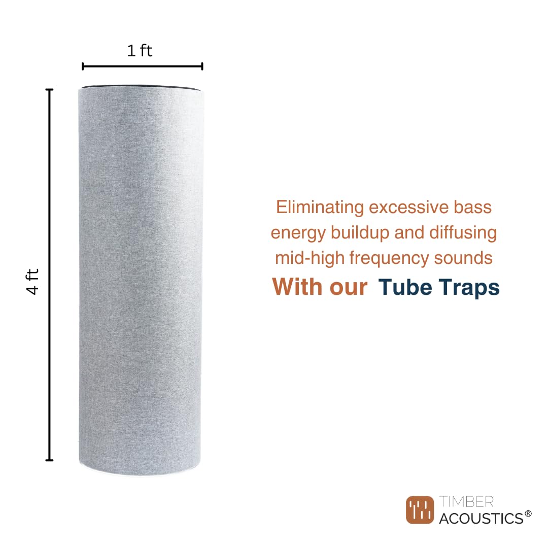 Timber Acoustics Tube Traps | Freestanding Bass Traps, Room Acoustics & Soundproofing for Music Studios, Home Theatres (1' x 4') [Single]