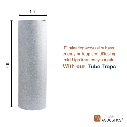 Timber Acoustics Tube Traps | Freestanding Bass Traps, Room Acoustics & Soundproofing for Music Studios, Home Theatres (1' x 4') [Single]