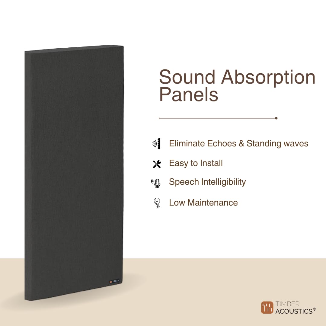 Timber Acoustics Sound Absorption Panels, Room Acoustics & Soundproofing for Music Studios, Home Theatres 2' x 4' x 1" [SET OF 4]