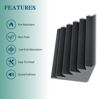 Timber Acoustics Corner Bass Trap Foam, Room Acoustics & Soundproofing (24" x 12" x 18")