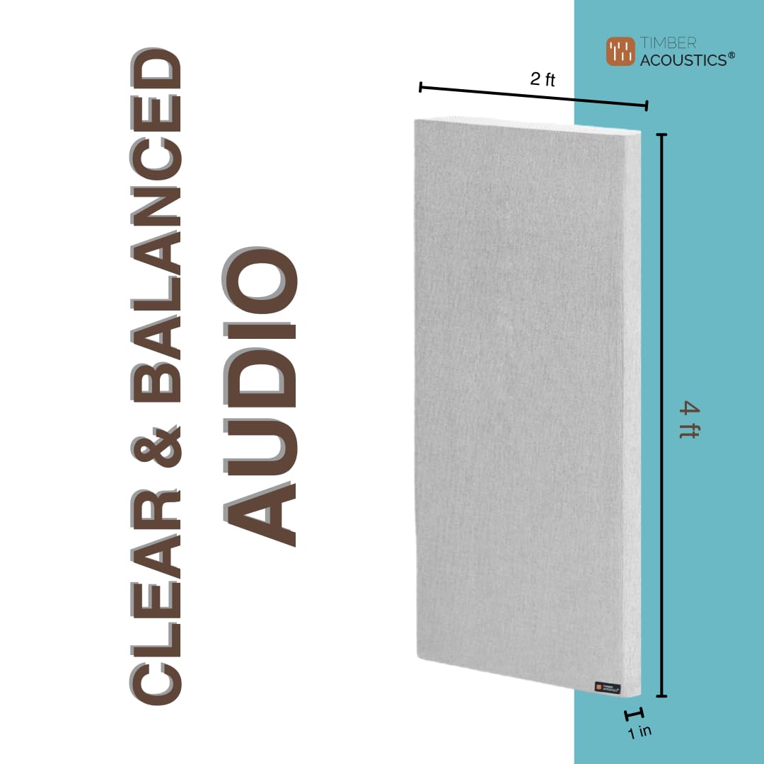 Timber Acoustics Sound Absorption Panels, Room Acoustics & Soundproofing for Music Studios, Home Theatres 2' x 4' x 1" [SET OF 4]