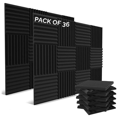 Timber Acoustics Wedge Foam Panels, Room Acoustics & Soundproofing for Music Studios, Home Theatres (12" x 12" x 2")