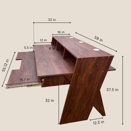 Timber Acoustics StudioPad™, Music Studio Table, Ergonomic Design For Comfort (5' x 3')