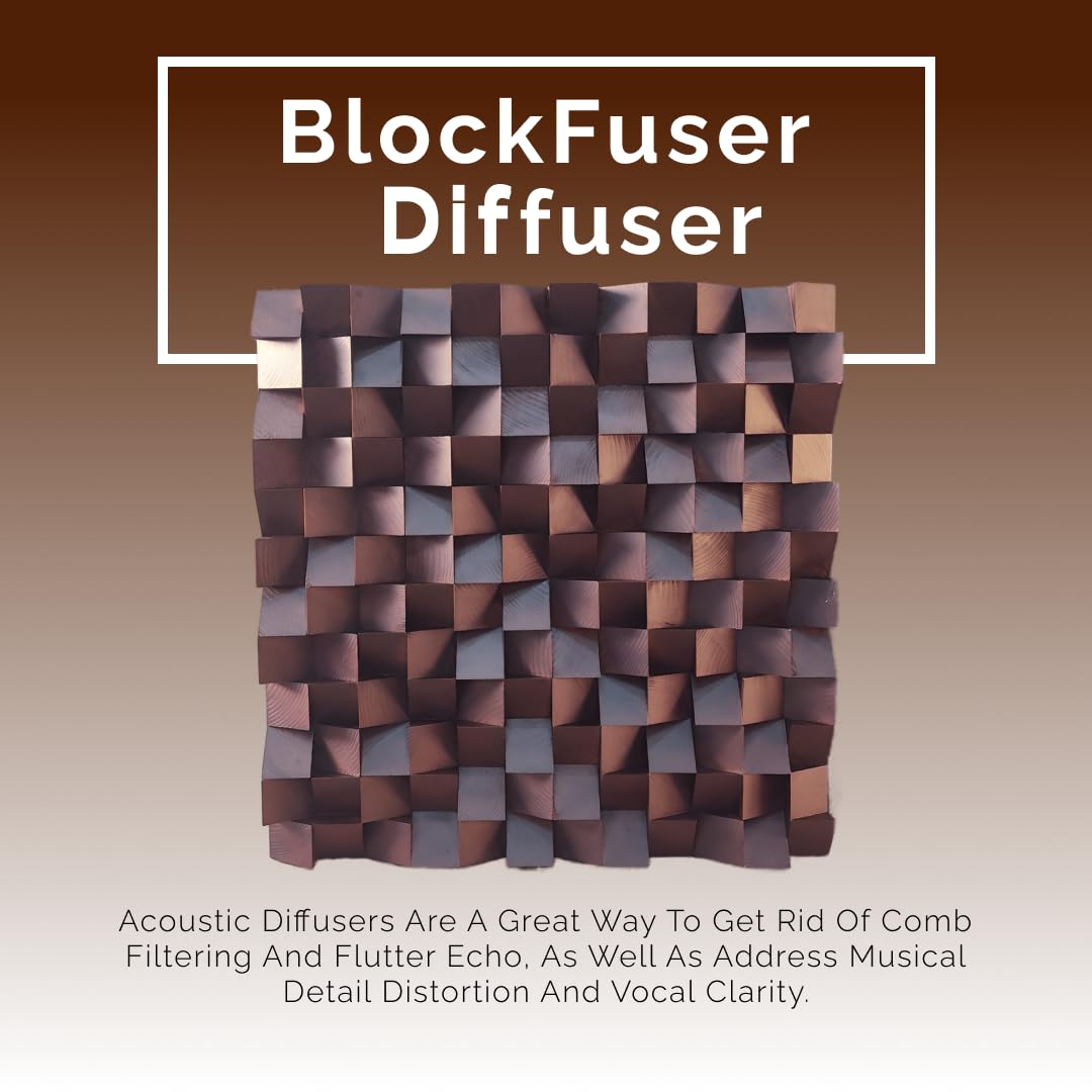 Timber Acoustics BlockFuser Diffuser, Room Acoustics & Sound Diffusion (Single)