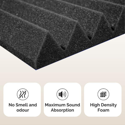 Timber Acoustics Wedge Foam Panels, Room Acoustics & Soundproofing for Music Studios, Home Theatres (12" x 12" x 2")