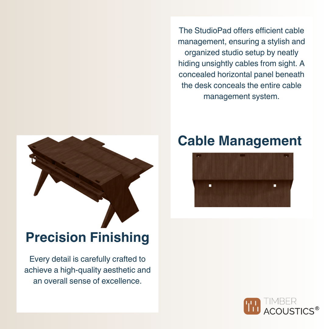 Timber Acoustics StudioPad™, Music Studio Table, Ergonomic Design For Comfort (5' x 3')