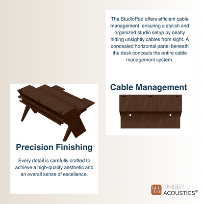 Timber Acoustics StudioPad™, Music Studio Table, Ergonomic Design For Comfort (5' x 3')